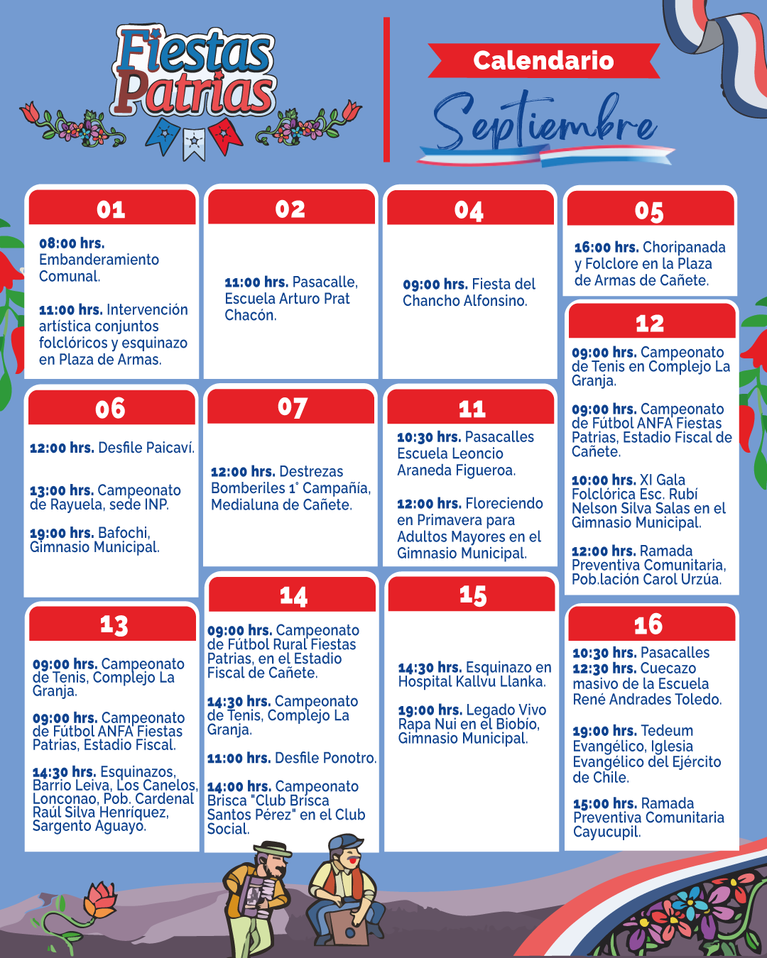 CALENDARIO DE ACTIVIDADES EN EL MES DE LA PATRIA – MuniCañete